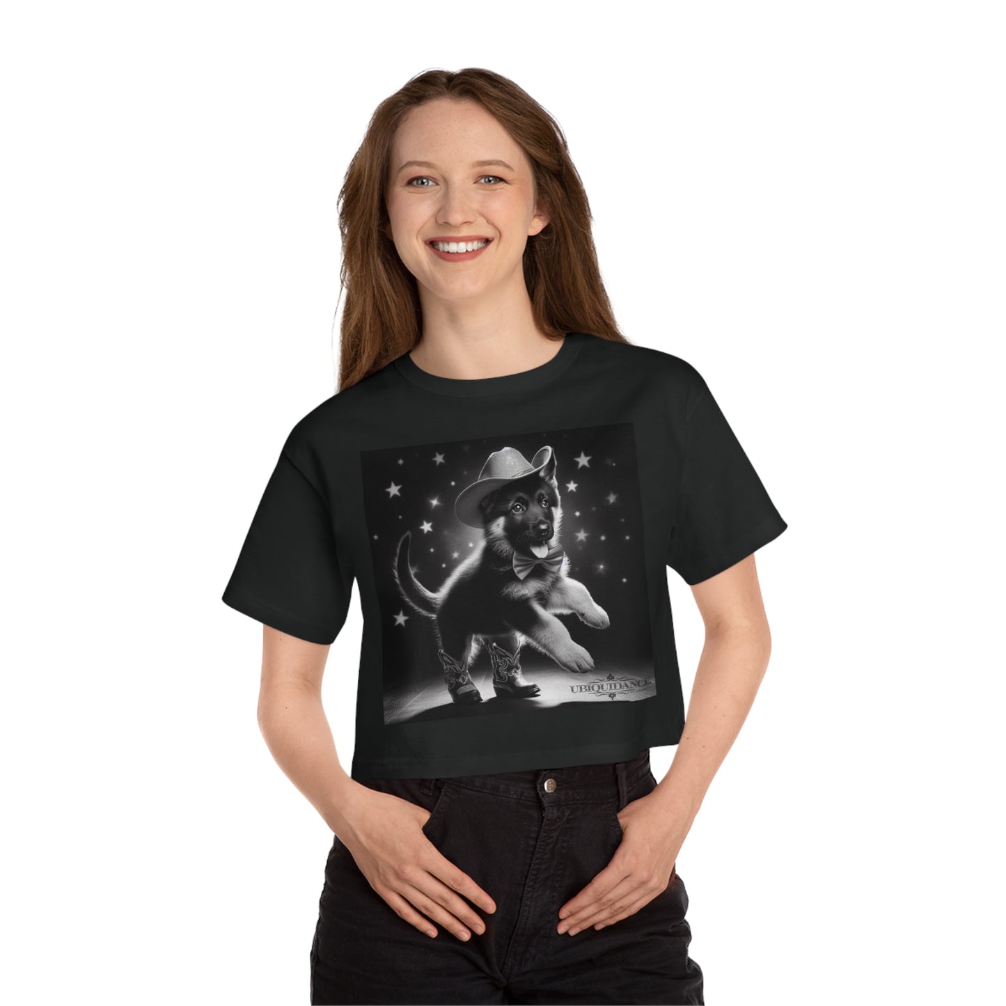 Dancing German Shepherd Puppy Cropped T-Shirt